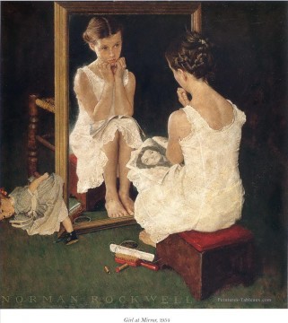 girl at mirror 1954 Norman Rockwell Oil Paintings